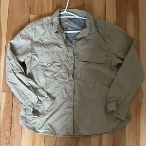 Woman’s Tan Button-Up shirt